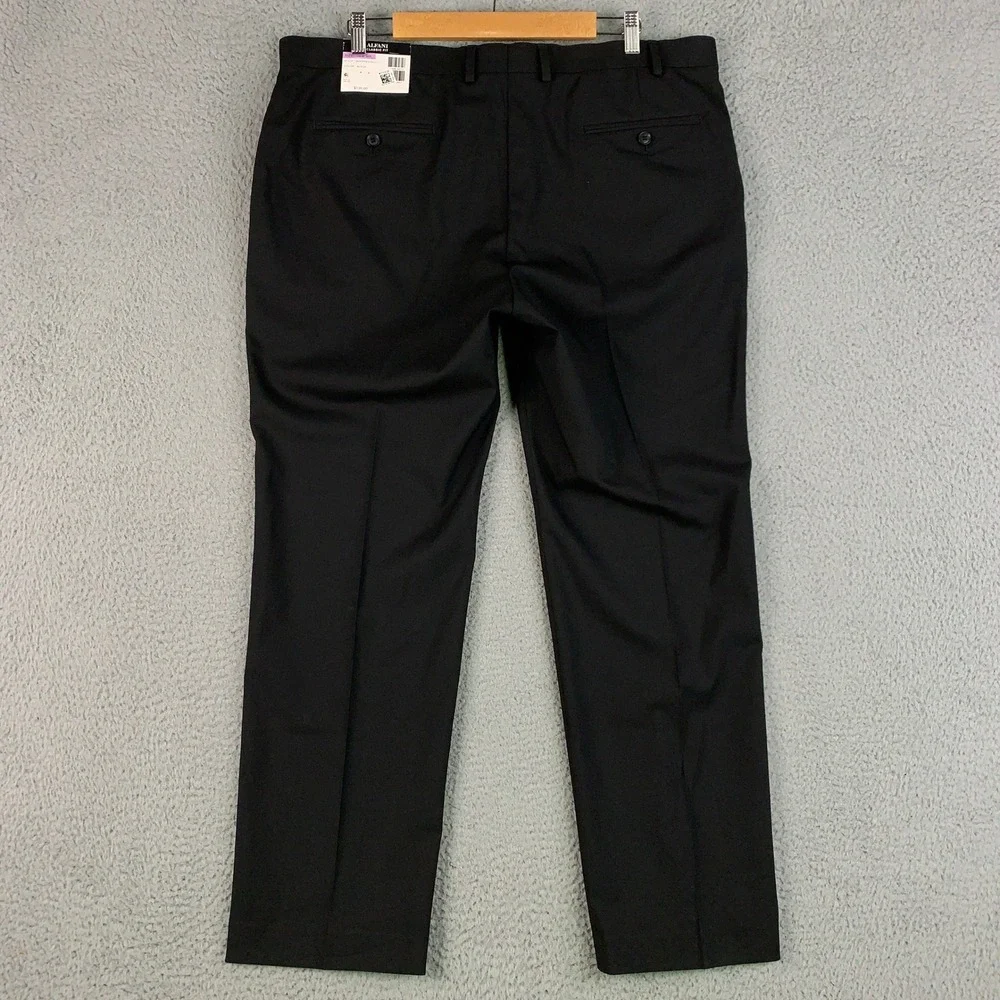 Alfani Performance Stretch Dress Pants Mens 38 x 30 Black Classic Fit Flat Front